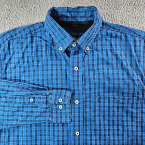 Rafter C Shirt Men Small Button Up Long Sleeve Blue‎ Plaid